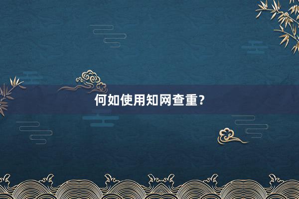 何如使用知网查重?